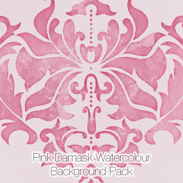Pink Damask Watercolor Backgrounds Pack