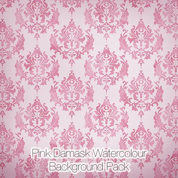 Pink Damask Watercolor Backgrounds Pack