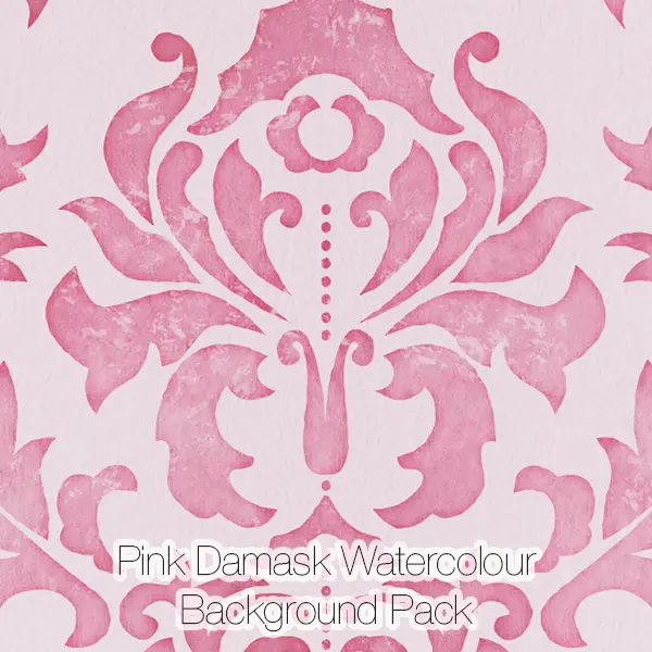 Pink Damask Watercolor Backgrounds Pack