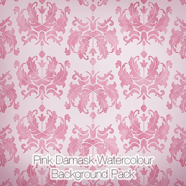 Pink Damask Watercolor Backgrounds Pack