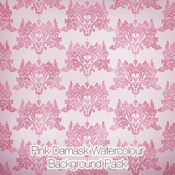 Pink Damask Watercolor Backgrounds Pack
