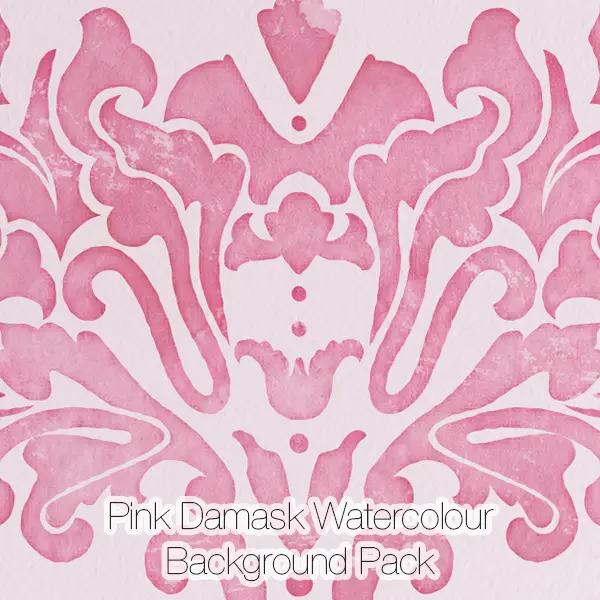 Pink Damask Watercolor Backgrounds Pack