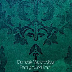 Damask Watercolour Backgrounds Pack (blue-green)