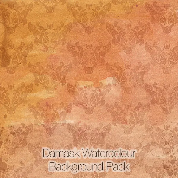 Damask Watercolor Backgrounds Pack (yellow-orange)