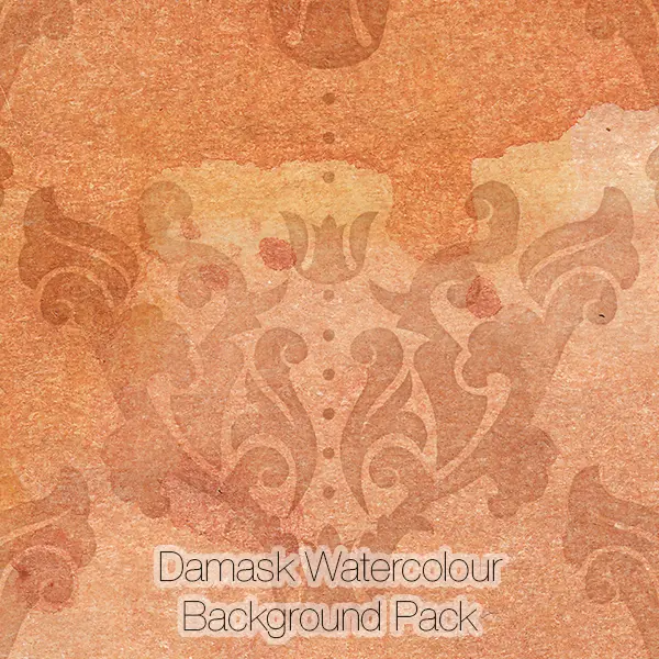 Damask Watercolor Backgrounds Pack (yellow-orange)