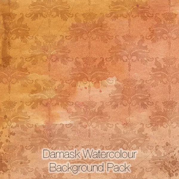 Damask Watercolor Backgrounds Pack (yellow-orange)