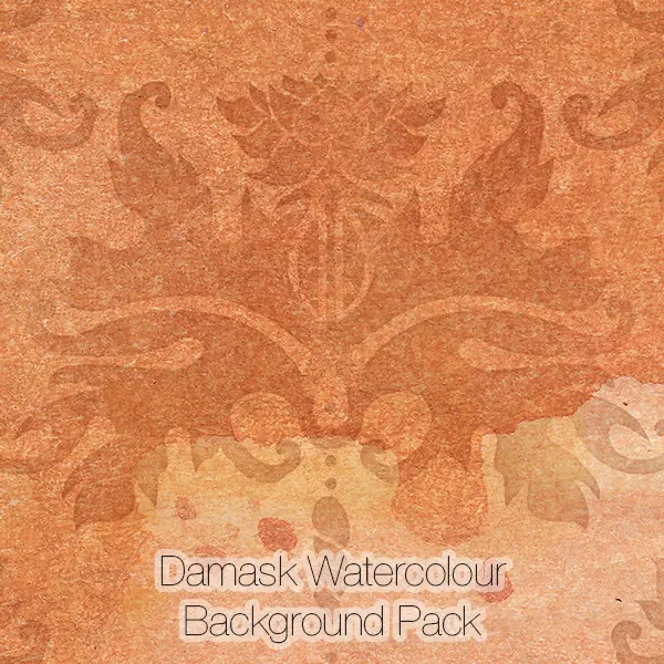 Damask Watercolor Backgrounds Pack (yellow-orange)