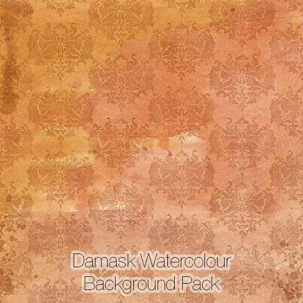 Damask Watercolor Backgrounds Pack (yellow-orange)