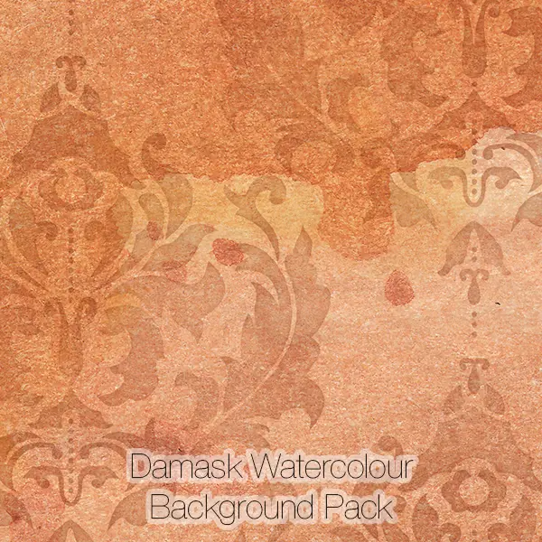 Damask Watercolor Backgrounds Pack (yellow-orange)