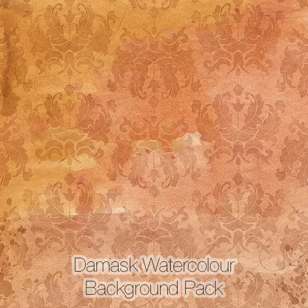 Damask Watercolor Backgrounds Pack (yellow-orange)