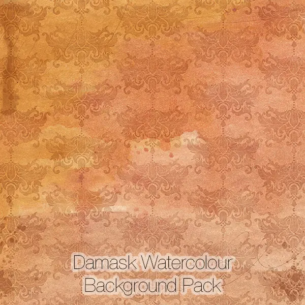 Damask Watercolor Backgrounds Pack (yellow-orange)