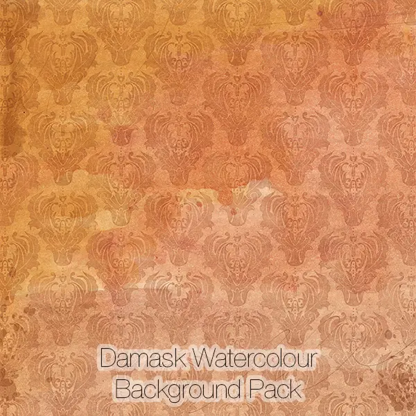 Damask Watercolor Backgrounds Pack (yellow-orange)