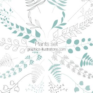 Plants Clip Art, Photoshop brushes , Transparent PNG files and vector files (EPS), Floral Design Elements, Plants Design Elements