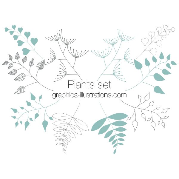 Plants Clip Art, Photoshop brushes , Transparent PNG files and vector files (EPS), Floral Design Elements, Plants Design Elements