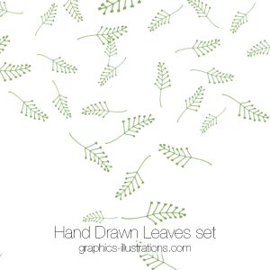 Hand Drawn Leaves Photoshop brushes and vector files (EPS), Hand Drawn Retro Design Elements, Commercial Use