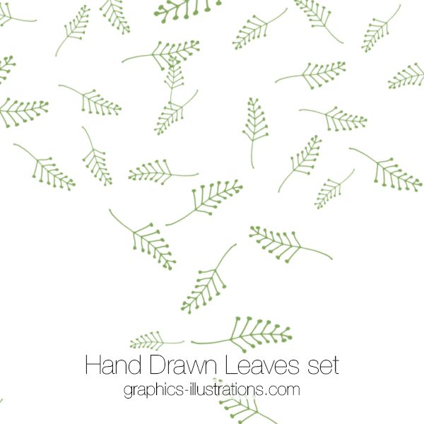Hand Drawn Leaves Photoshop brushes and vector files (EPS), Hand Drawn Retro Design Elements, Commercial Use