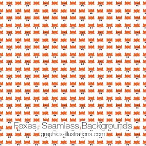 Foxes Seamless Pattern Backgrounds, Foxes Digital Papers (transparent PNG files)