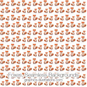 Foxes Seamless Pattern Backgrounds, Foxes Digital Papers (transparent PNG files)