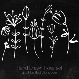 Hand Drawn Floral Doodle Clip Art Set