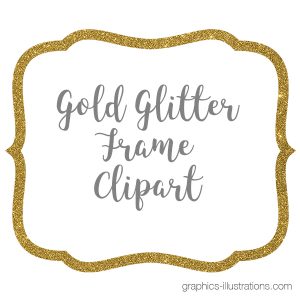 Gold Glitter Frame Clipart, Gold Glitter Border Clipart, Digital Gold Label Clip Art, Commercial Use