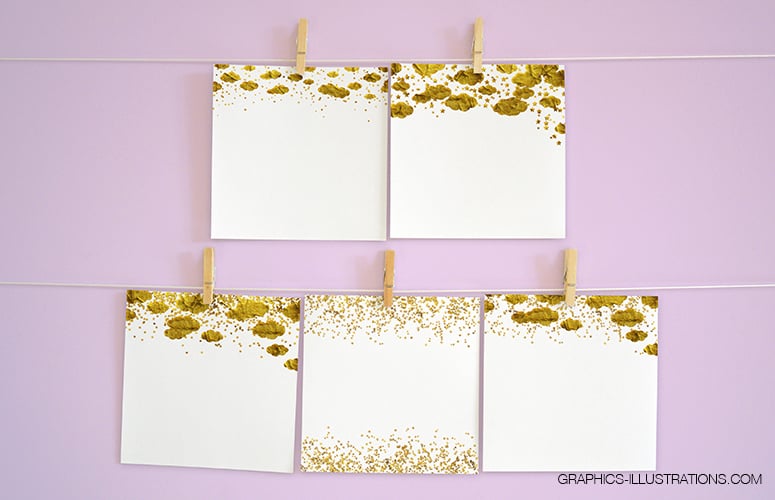 Gold Stars Confetti Borders