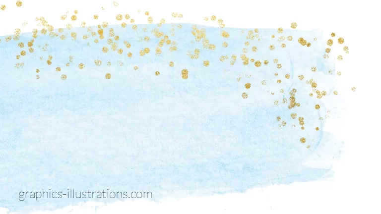 Watercolor Clip Art, Light Blue and Gold