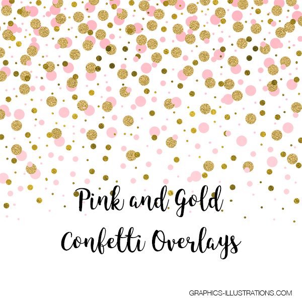 Pink and Gold Confetti Overlays