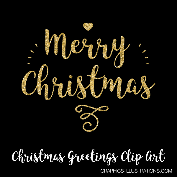 Season's Greetings Clip Art for Hot Foil Printing and Season's Greetings Gold Glitter Clip Art