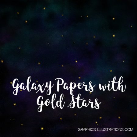 Galaxy Papers with Gold Stars, Galaxy Backgrounds 12x12 inches