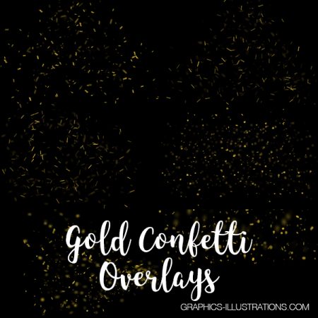 Gold Confetti Overlays, Set of 16 PNG Photo Overlays