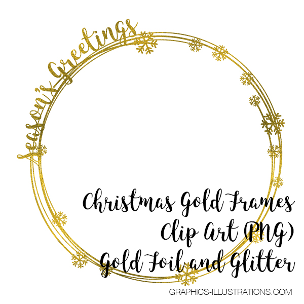 Christmas Gold Frames Clip Art