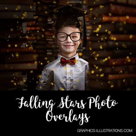 Falling Stars Photo Overlays, Set of 12 JPG and 12 PNG Photo Overlays