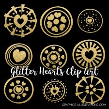 Glitter Hearts Clip Art