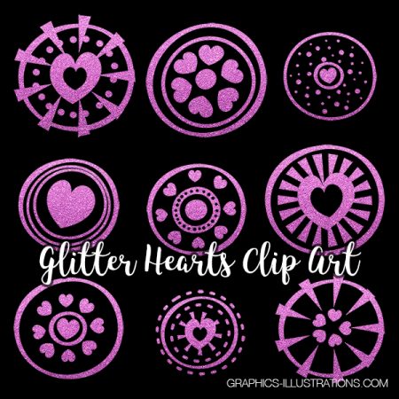Glitter Hearts Clip Art
