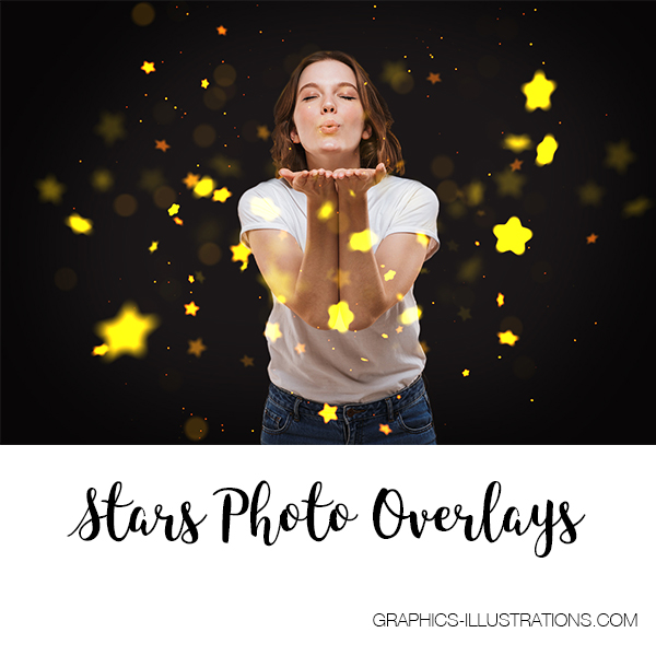 Stars Photo Overlays, Set of 26 JPG and 12 PNG Photo Overlays