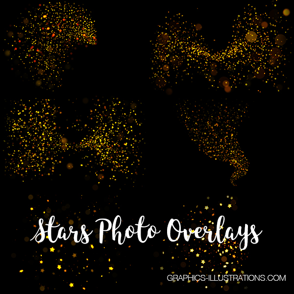 Stars Photo Overlays, Set of 26 JPG and 12 PNG Photo Overlays