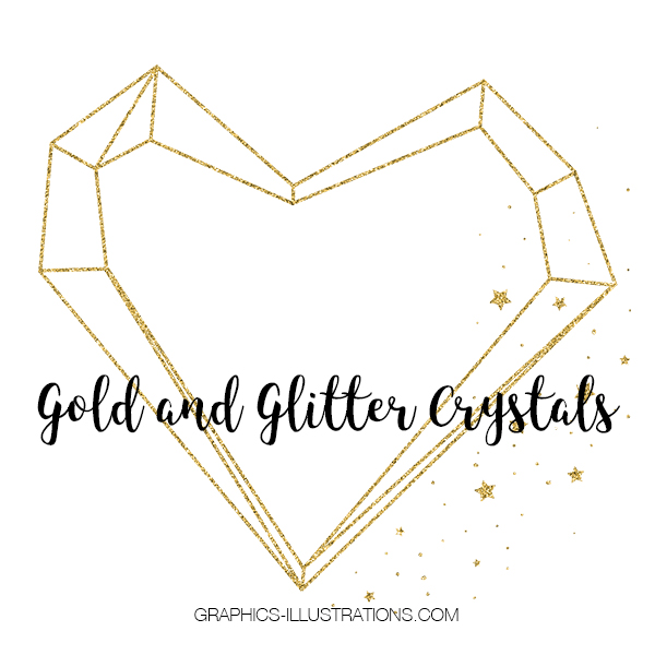 Gold and Glitter Crystal Graphic Elements, Clip Art, set of 64 transparent PNG files