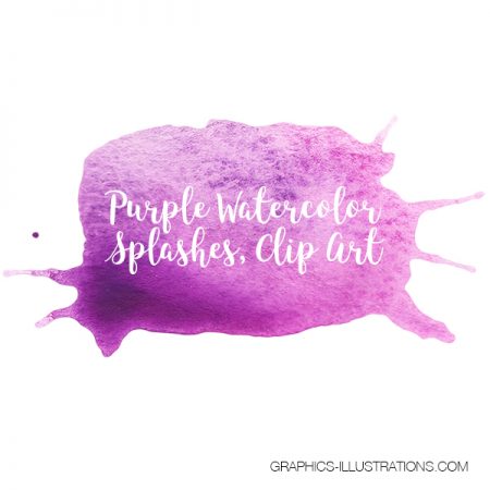 Purple Watercolor Splashes Clip Art, Watercolor Brush Strokes
