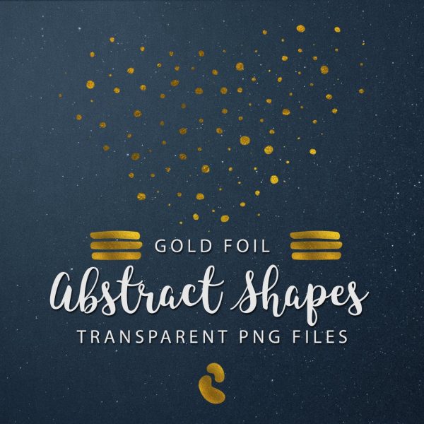Gold Foil Abstract Shapes, Gold Transparent PNG files, ClipArt Set