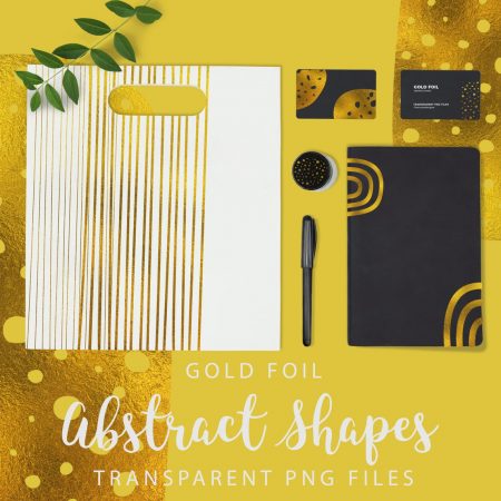 Gold Foil Abstract Shapes, Gold Transparent PNG files, ClipArt Set