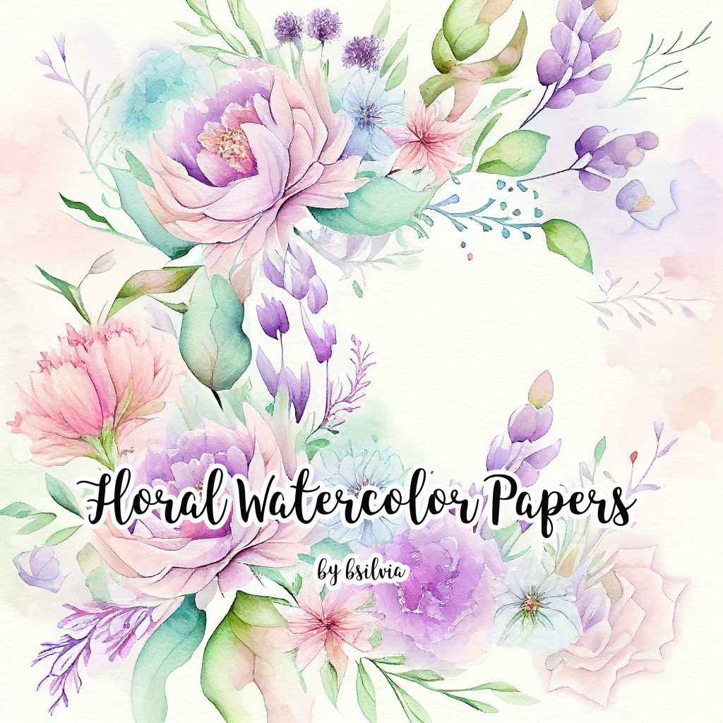 Floral Watercolor Papers Pack of 12