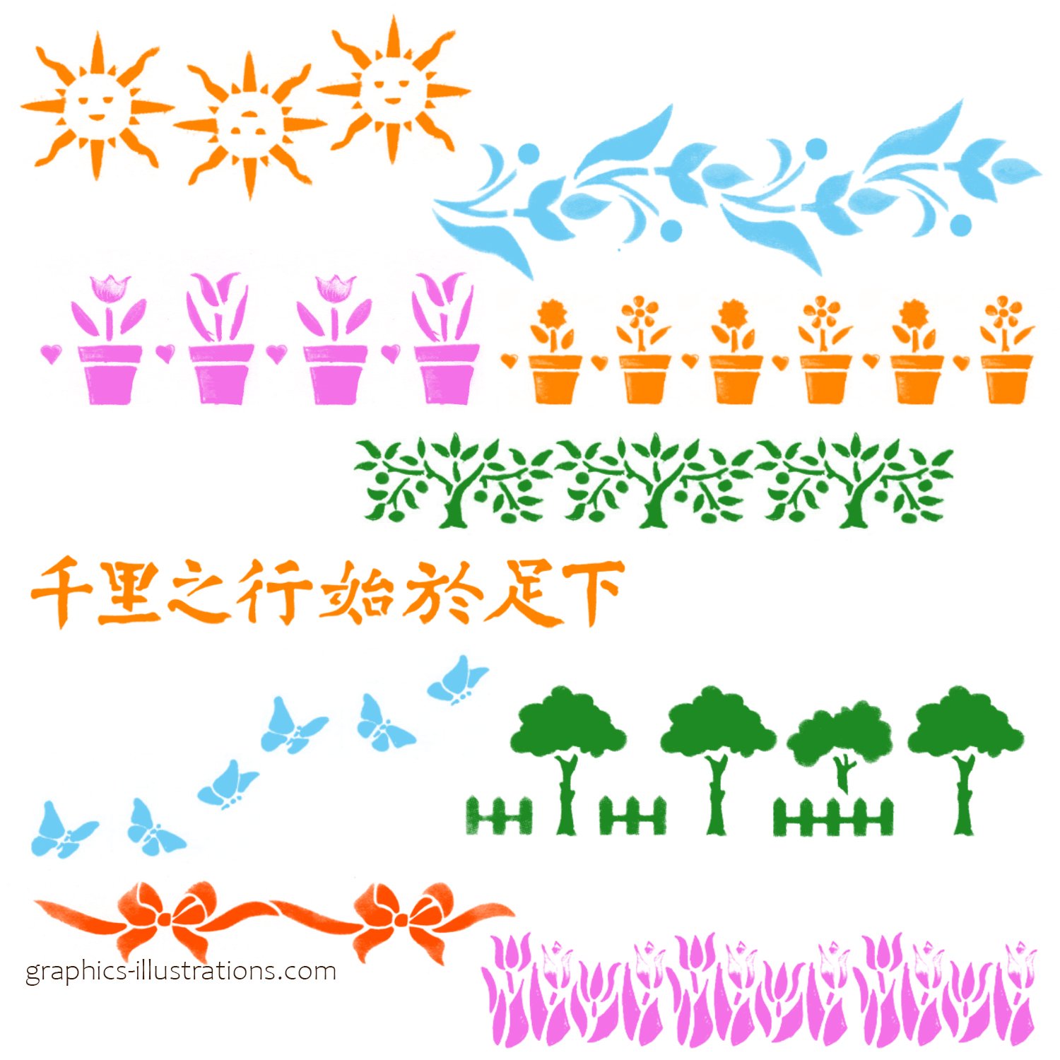 FREE Download Photoshop brushes set, borders in stencil technique