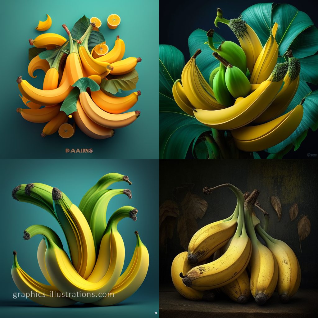 AI generated image of bananas only  with the "bananas" word