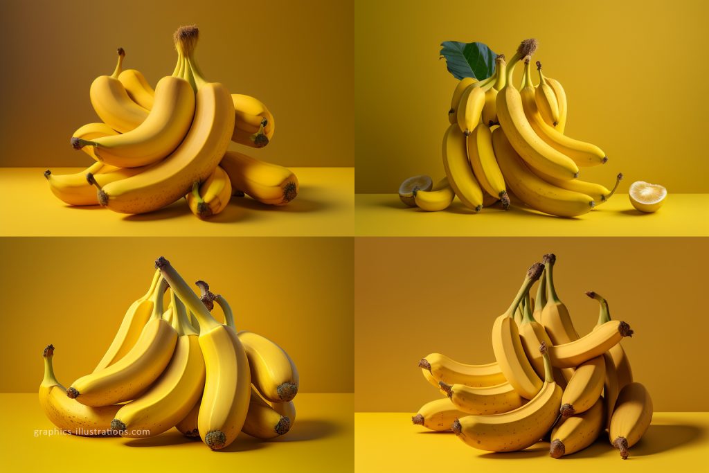 AI generated image of bananas using the describe option in Midjourney