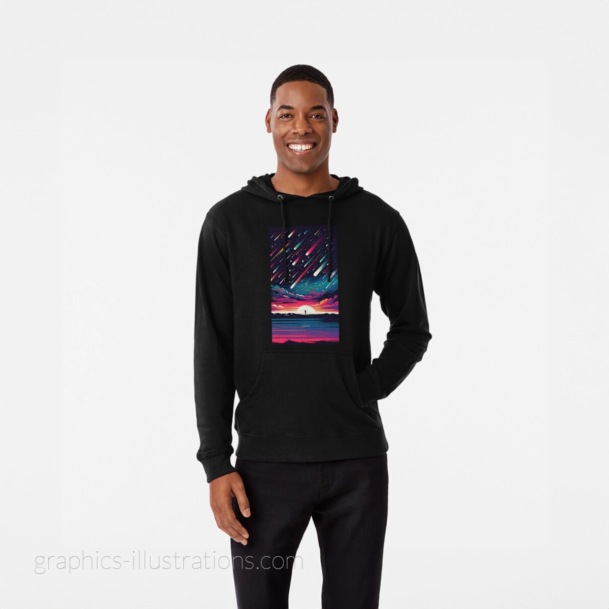 Vibrant Cosmic Display Lightweight Hoodie