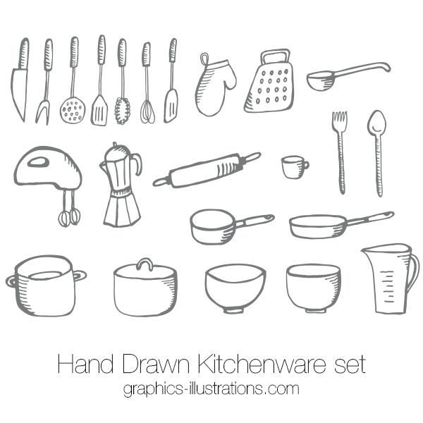 Hand-Drawn Kitchenware Clipart