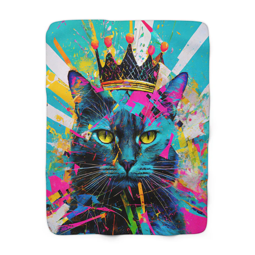 Regal Cat Maximalist Fleece Blanket: Ultimate Cozy Companion