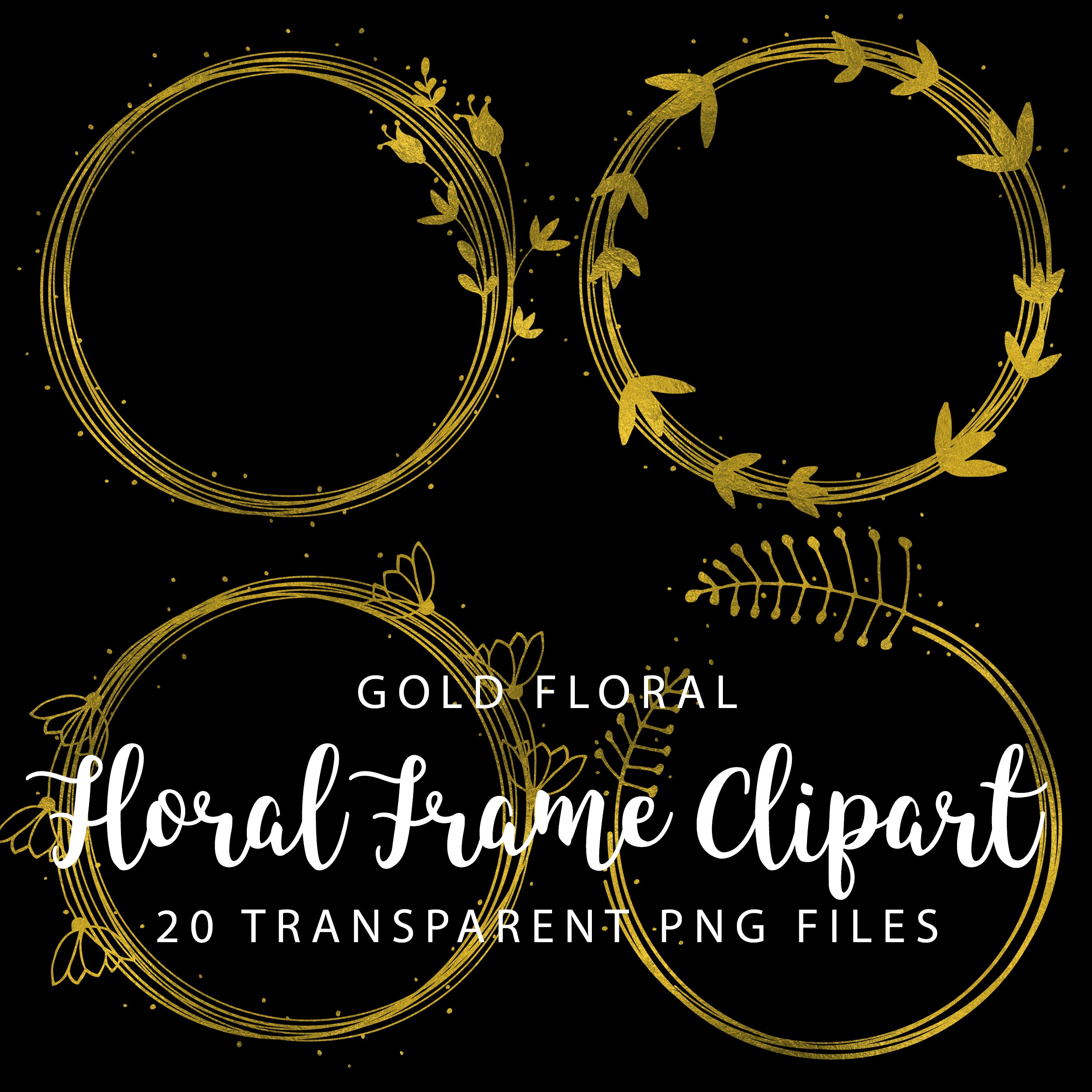 Create Magic with Gold Foil Floral Frames Clip Art