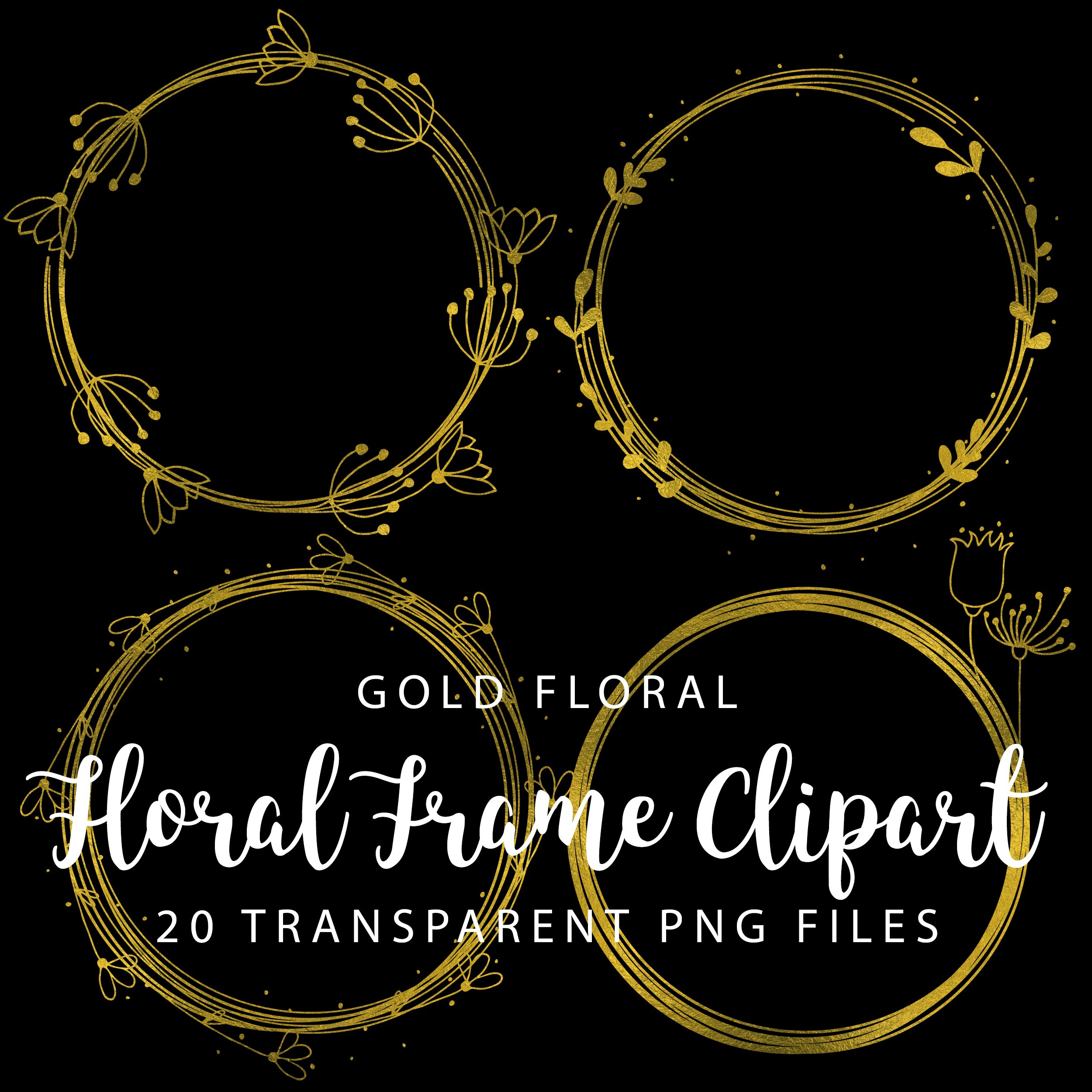 Create Magic with Gold Foil Floral Frames Clip Art