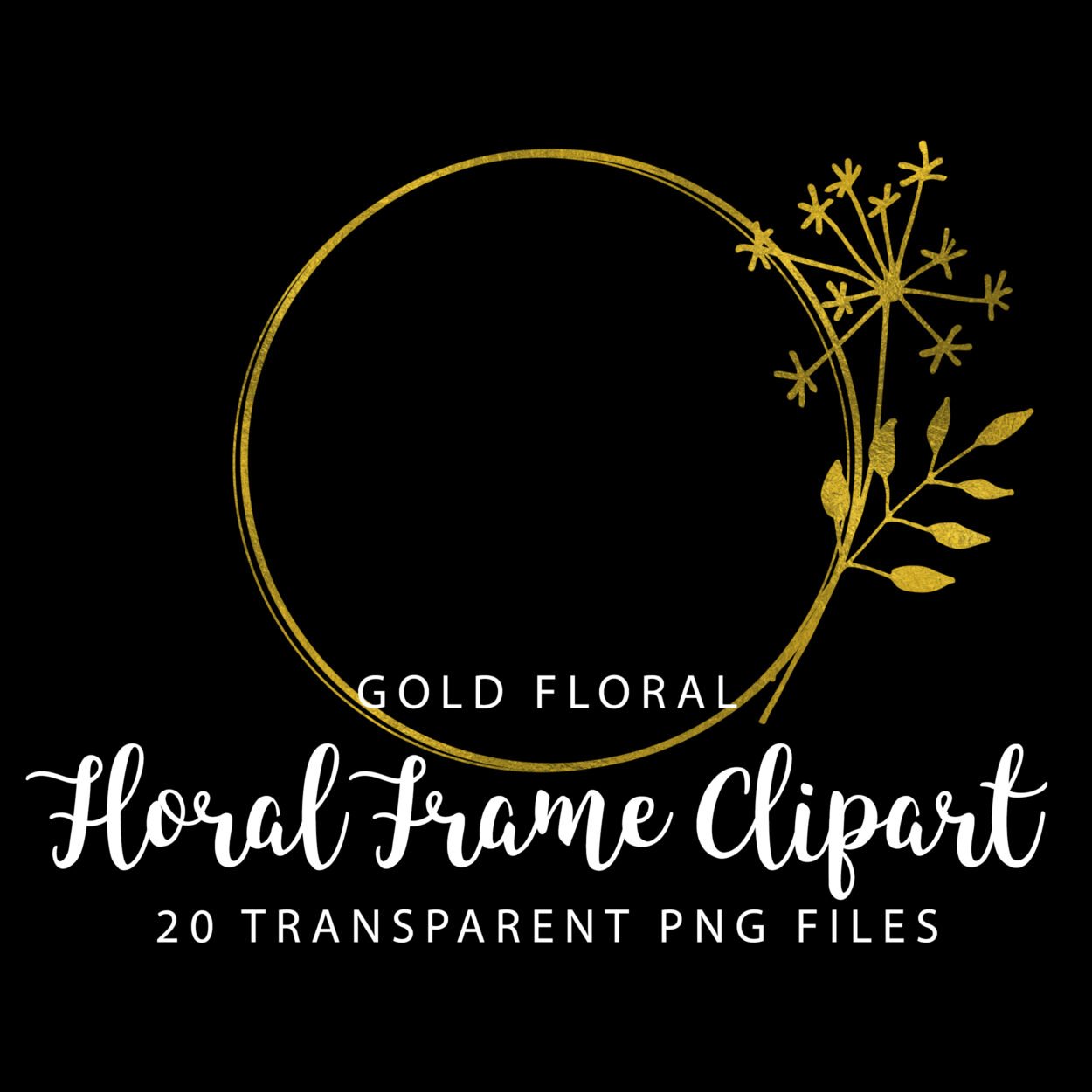 Create Magic with Gold Foil Floral Frames Clip Art
